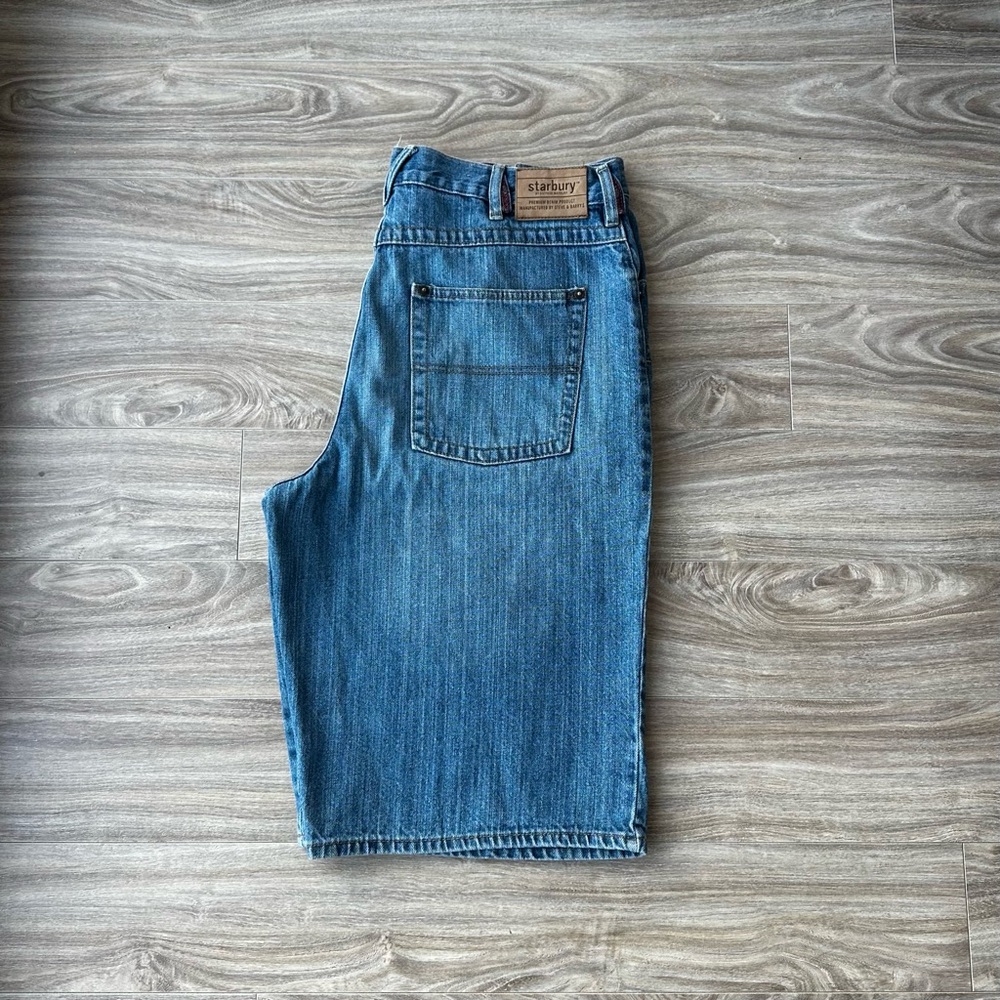 Vintage Y2K 2000s Mens Streetwear Starbury Loose Fit Denim Jorts/Shorts Size 34”